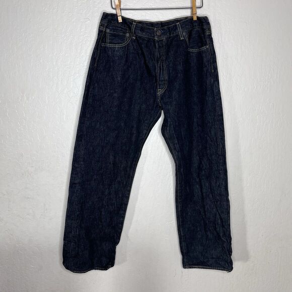 Levis Black 501 Straight Button Fly Dark Fade Denim Jeans Mens 34x29* Actual SZ - Picture 1 of 9
